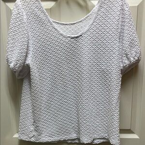 Kim & Cami White Textured Scoop-Neck Short Sleeve Top
